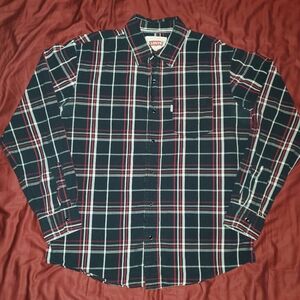 Levi's Men's Black and Red Plaid Shirt